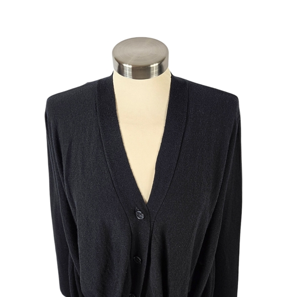 Yoon Cocoon Buttoned Down Black Draped Cardigan - Picture 3 of 13